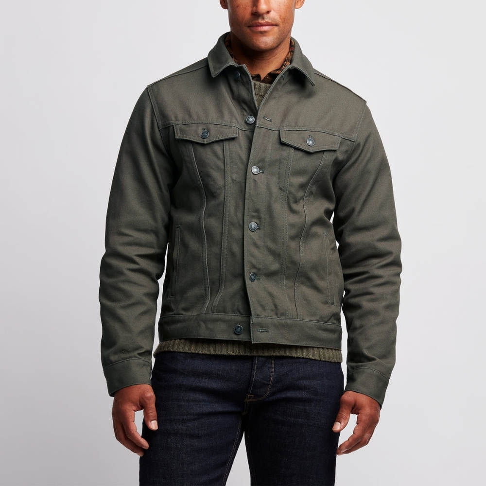 Line of Trade Men's Ranger Green Montana Canvas Trucker Jacket - Size L